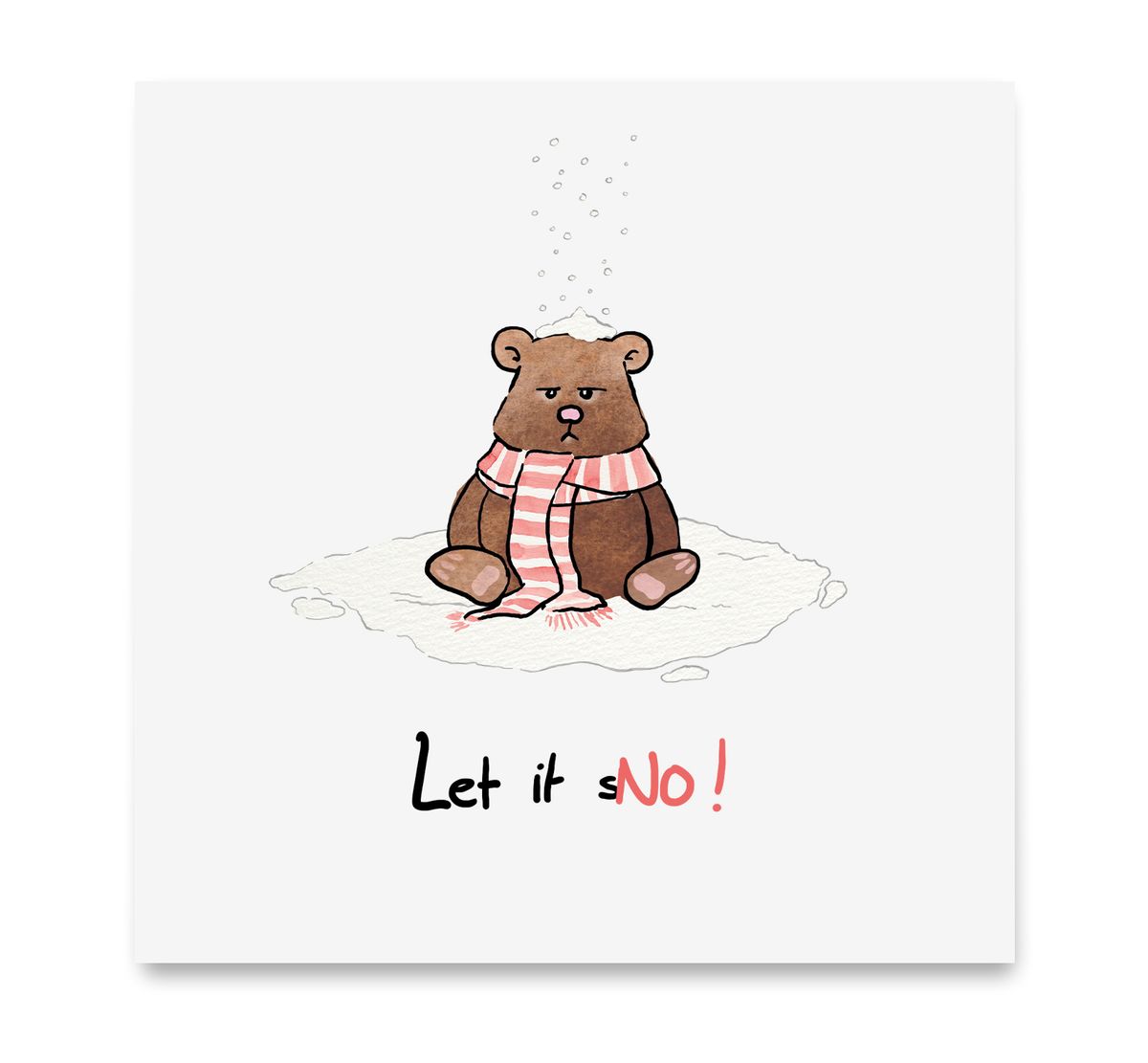 Handgemaakte wenskaart - Let it sNO - Art by Margreet Rijlaarsdam